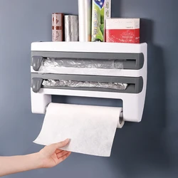 1 Piece Kitchen Plastic Wrap Paper Towel Holder, Towel Storage Rack, Storage Rack with Cutlery, Aluminum Foil Grill Paper Storag