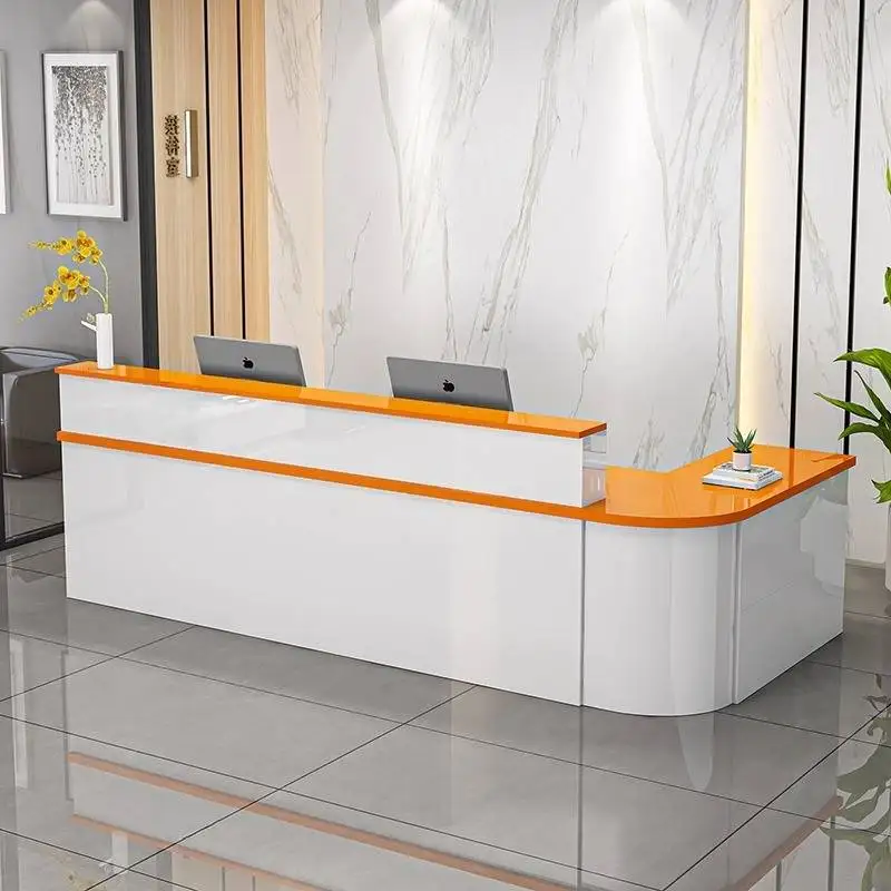

Decor Design Reception Desks Orange Checkout Corner Drawers Reception Desks Classic Luxury Recepcion Mostrador Office Furniture