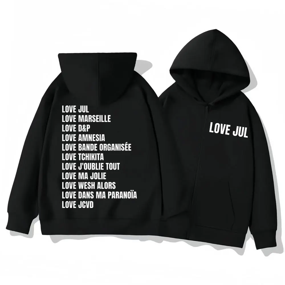 

Love JUL Merch Zipper Hoodies Harajuku French Rap Pop Music Zip Up Sweatshirts Men's Women's Clothing Hip Hop Fashion Pullovers