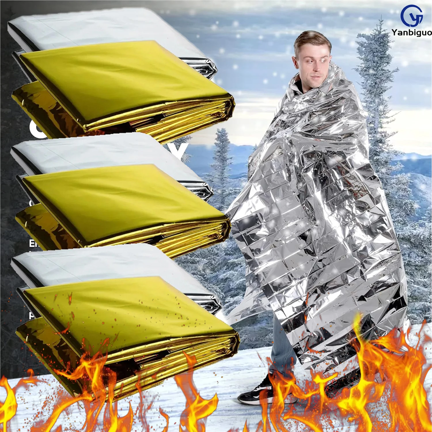 

Emergency Blanket,Premium Mylar Bankets,Thermal Blanket for Camping,Portable & Compact Camping Gear for Outdoors First Aid