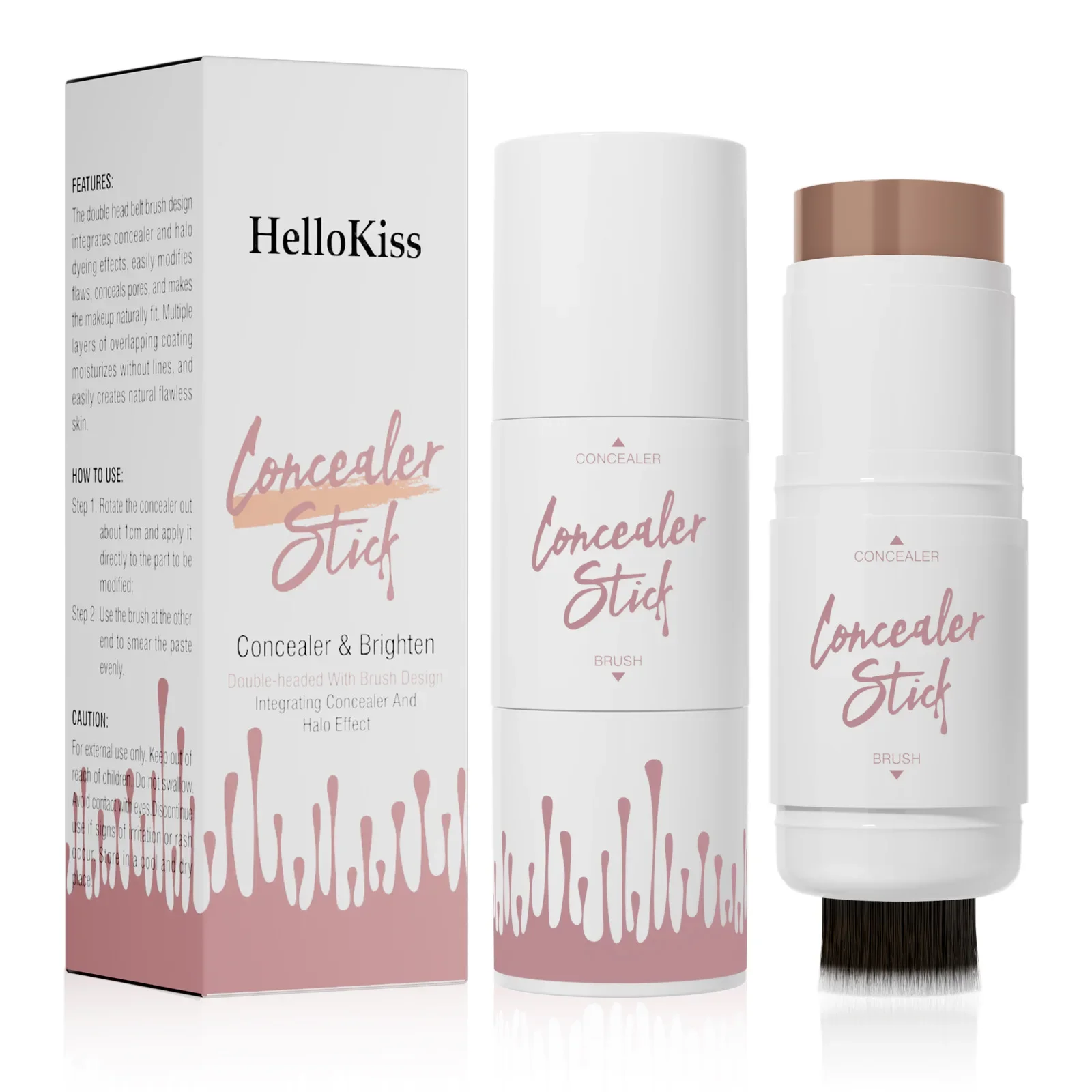 Hellokiss Double Head Multifunctional Highlight Blush Stick 3D Face Brightening Bronze Grooming Stick for Makeup
