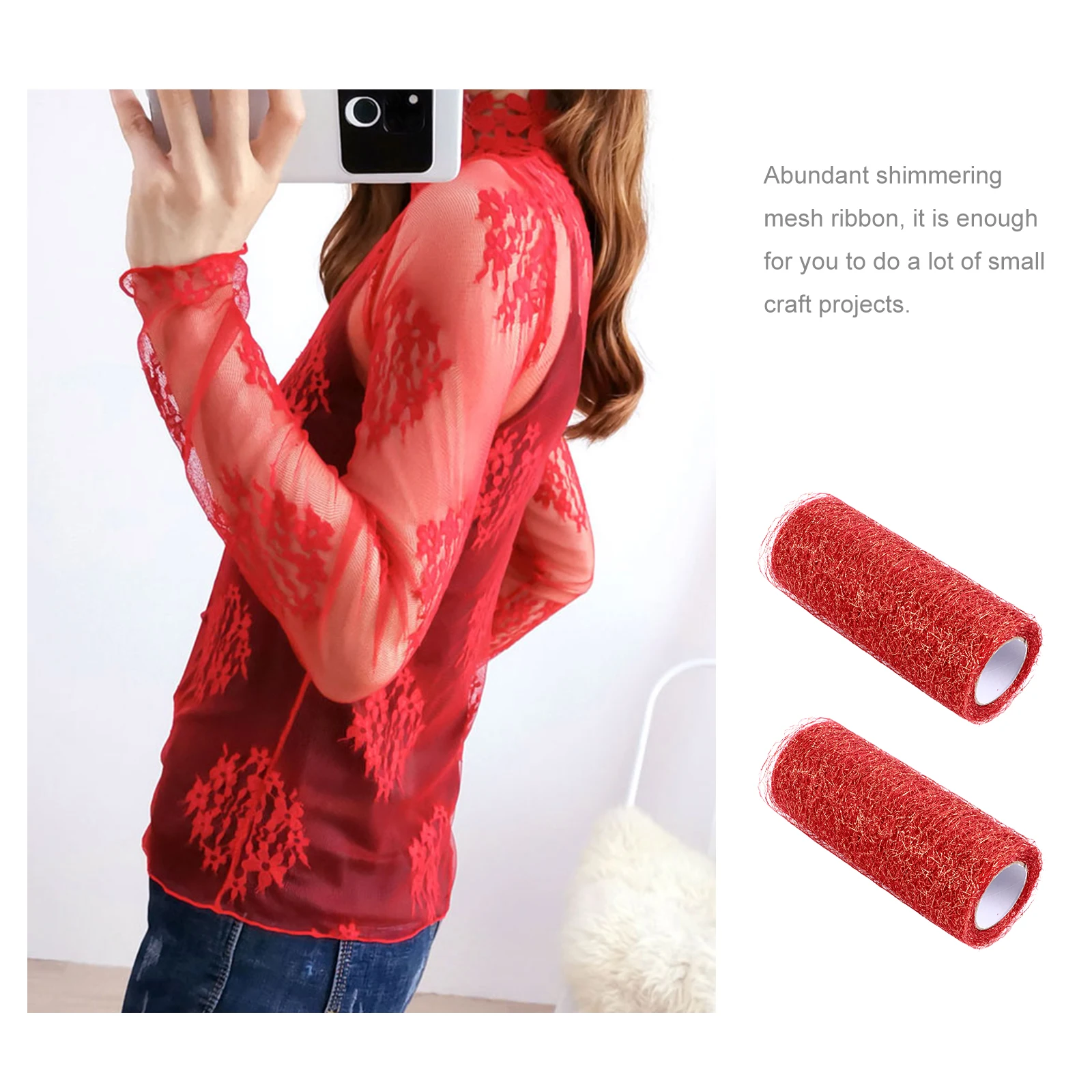 

Premium Polyester Mesh Ribbon for Crafts DIY Tulle Spool Glitter Ribbon Durable Use Fine Details Practical Design Wide