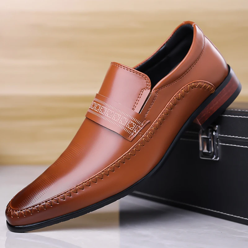 Spring Autumn Business Casual Shoes for Men Solid Color New Designer Men's Dress Shoes British Pointed Toe Leather Shoe Man