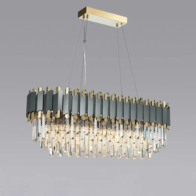 Imagem -02 - Luxo Moderno Led Crystal Chandelier Pendurado Pingente Luminária Aço Inoxidável Dourado Preto k9 Crystal Suspension