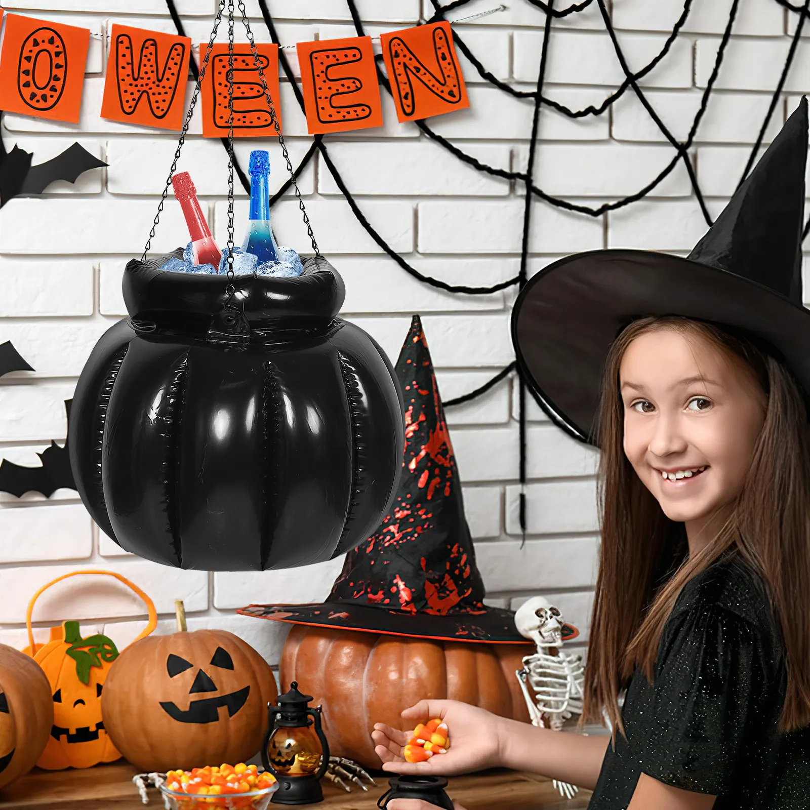 

Cauldron Pot Modeling Inflatable Cooler for Parties Halloween Decoration Portable Ice Container Beverage Cooler Compact