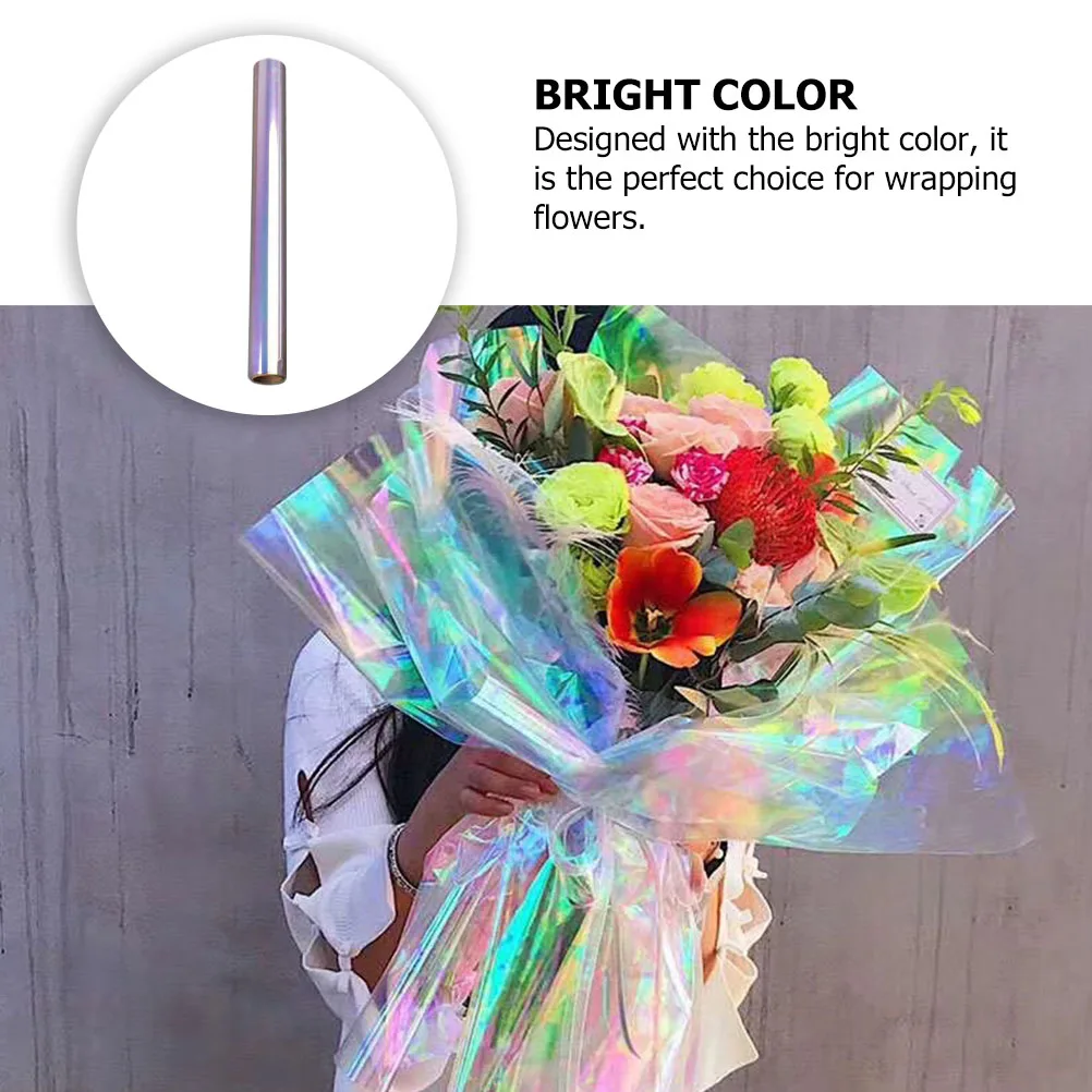 

10M Iridescent Rainbow Color Changing Cellophane Wrap Paper Transparent Gift Wrapping Film Decorative Supplies