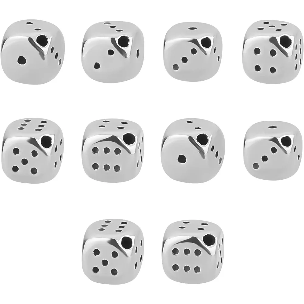 10pcs Dice Spacer Beads Stainless Steel Beads Metal Square Loose Beads for DIY Jewelry Making 2mm Hole Stainless Steel Color