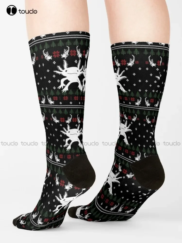 Axolotl Ugly Christmas Ornament Ugly Sweater Holiday Christmas Socks Fun Socks Christmas Gift Unisex Adult Teen Youth Socks