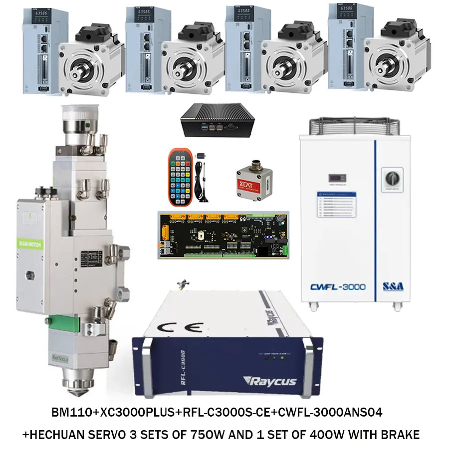 Raytools fiber laser head BM110 XC3000PLUS 1500W 2000W 3000W laser source Hechuan servo water cooler fiber laser cutting accesso