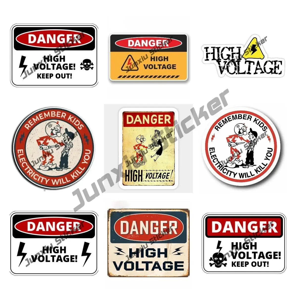 Reddy Kilowatt Knife Kid Electricity Kills Tool Box Car Circle Decal Sticker The Whole Body Glue Sticker Oem Waterproof Decor
