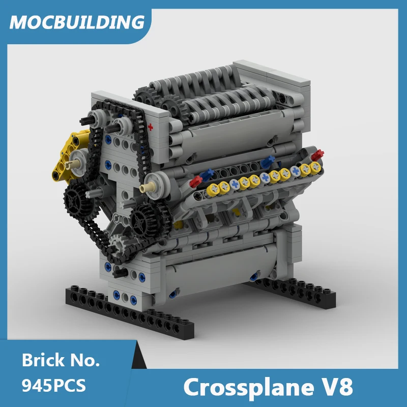 MOC Building Blocks Crossplane V8 with Supercharger & Removable Covers Model Display Assembled Bricks Creative Toys Gifts 945PCS