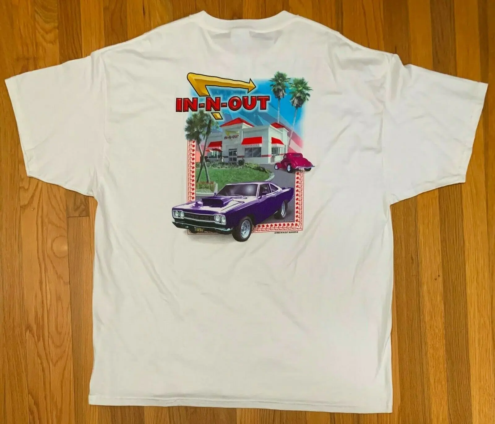 Camiseta gráfica in-n-out de hamburguesa Mike Zaremba para hombre, 2XL excelente, 2002