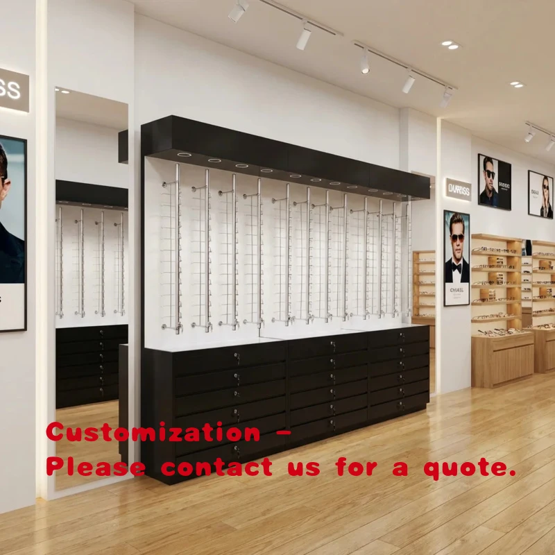

custom.Wooden Optical Display Cabinet Customized High-End Sunglasses Eyewear LED Waterproof YIZHAN YZ-ZS89 Wall Ret