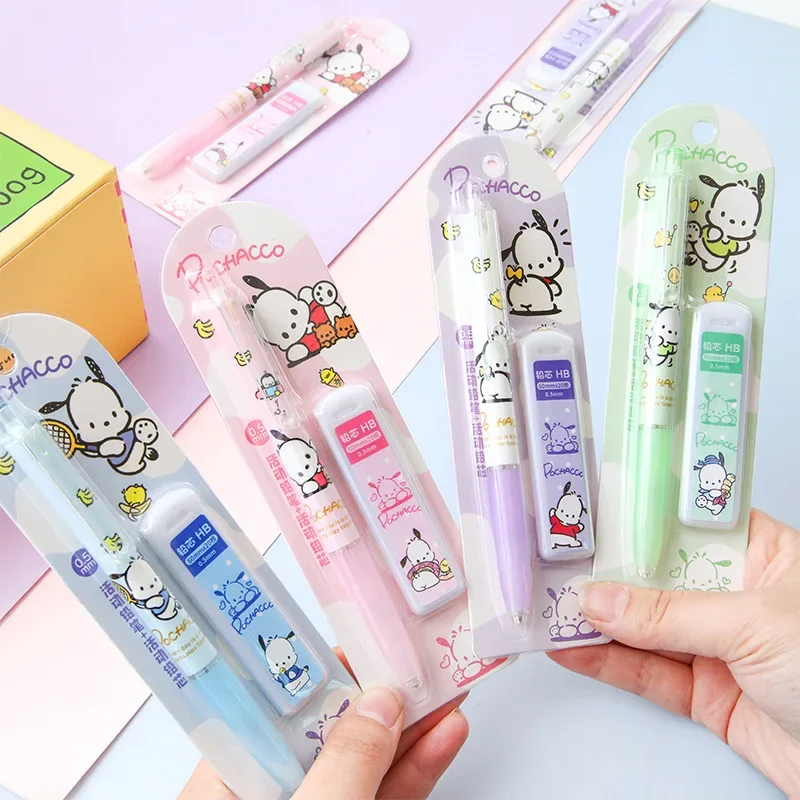 Sanrio Set Cinnamoroll Mymelody Kuromi Pochacco Cute 0.5mm Press Automatic Mechanical Pencil School Supplies Stationery Gift