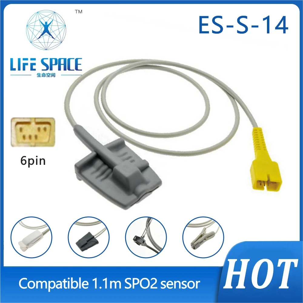 Blood Oxygen cable  Popular Wholesale Short Cable 1.1M Reusable Oxygen Spo2 Sensor For MEK DB9-6 patient monitor