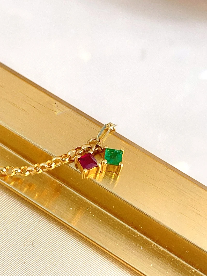 KUGG 100% 18K سوار ذهب أصفر موضة AB تصميم روبي طبيعي + سوار من الأحجار الكريمة الزمرد للنساء هدية عيد ميلاد غرامة مجوهرات