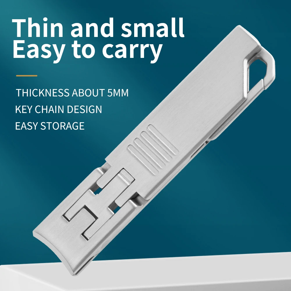 Cortador de unhas portátil ultrafino, cortador de unhas dobrável de bolso pequeno, cortador de mandíbula larga com chaveiro, aparador curvo2028