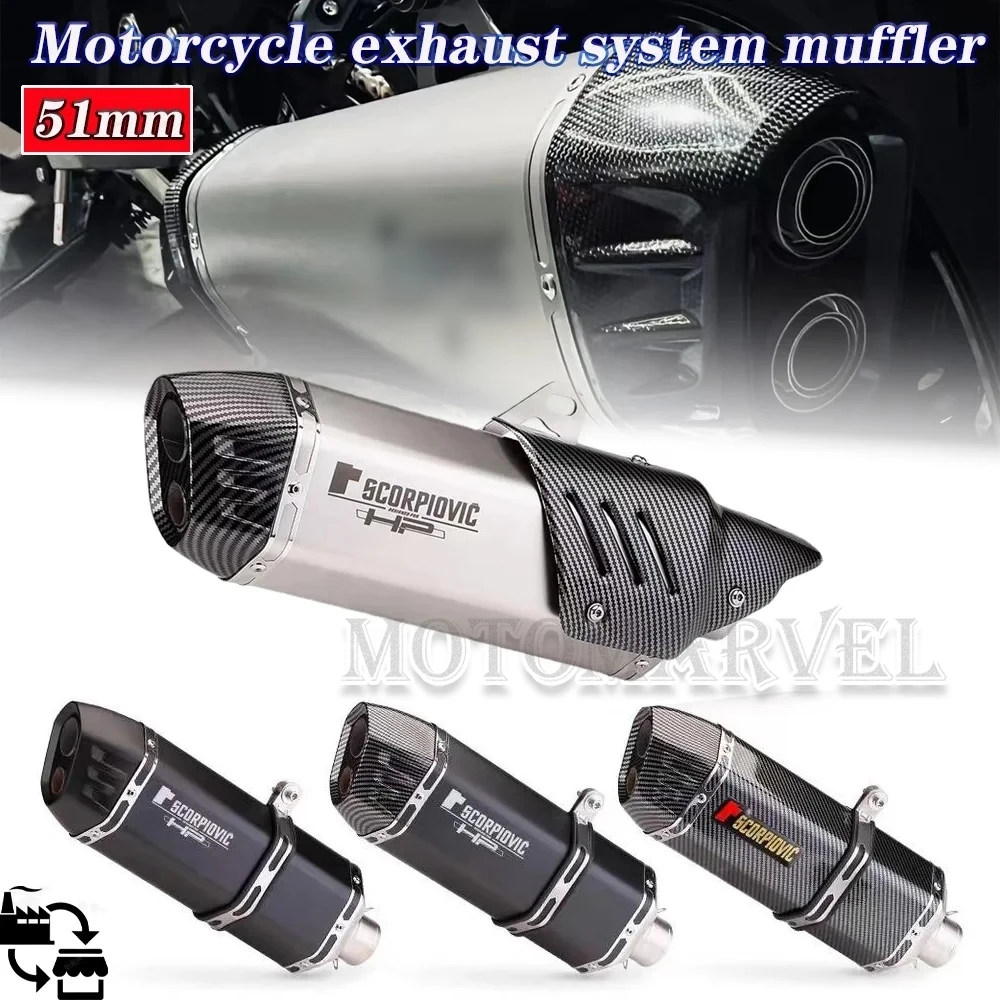 

Slip on 51mm Motorcycle Exhaust System Muffler Modified Tube Middle Connection for Z400 Z900 MT07 S100RR 2017 18 19 2020 Years