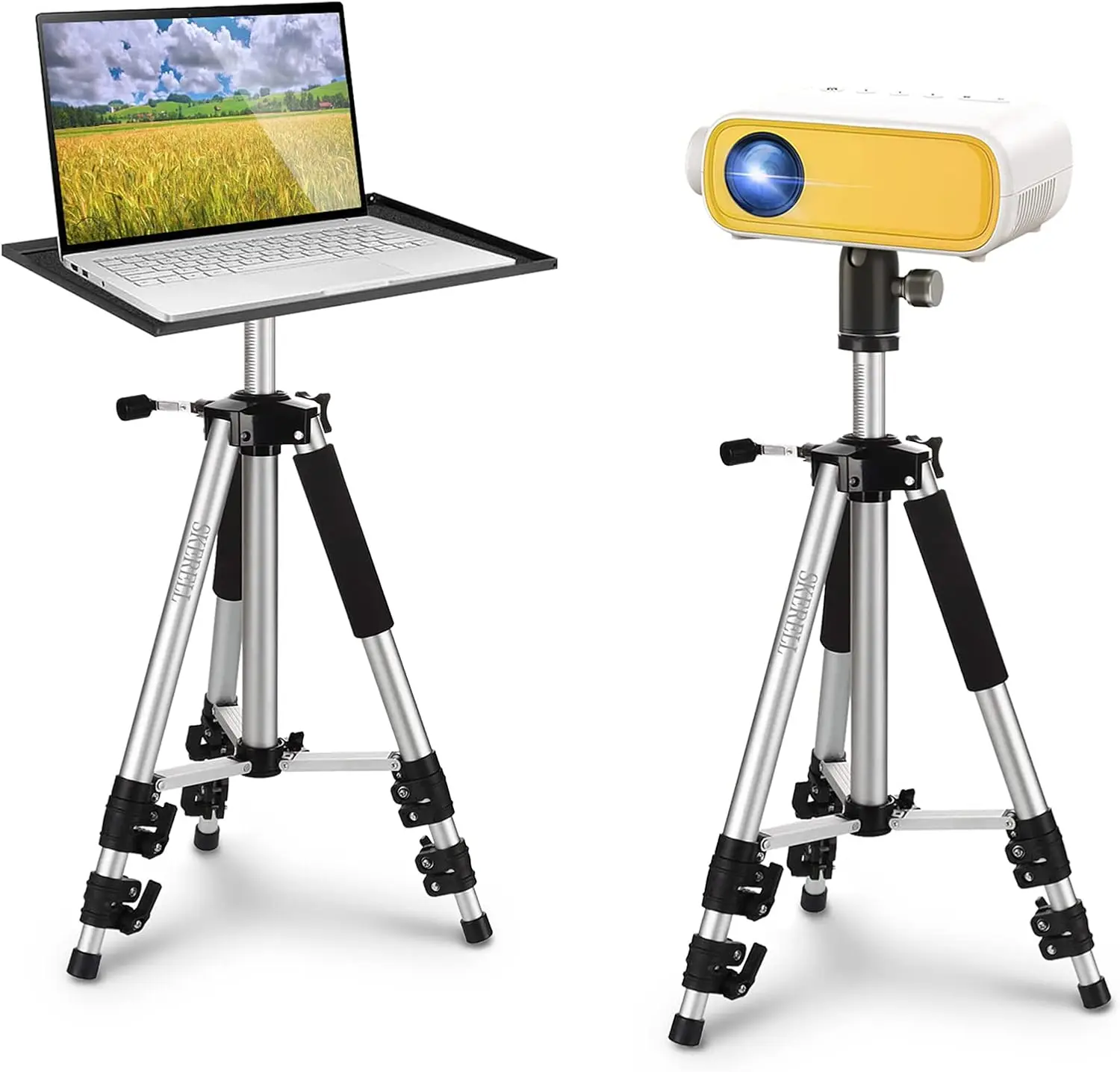 

Adjustable Universal Projector Tripod Stand with Tray and Ball Head, Height 17"-48", Portable for Laptop Camera