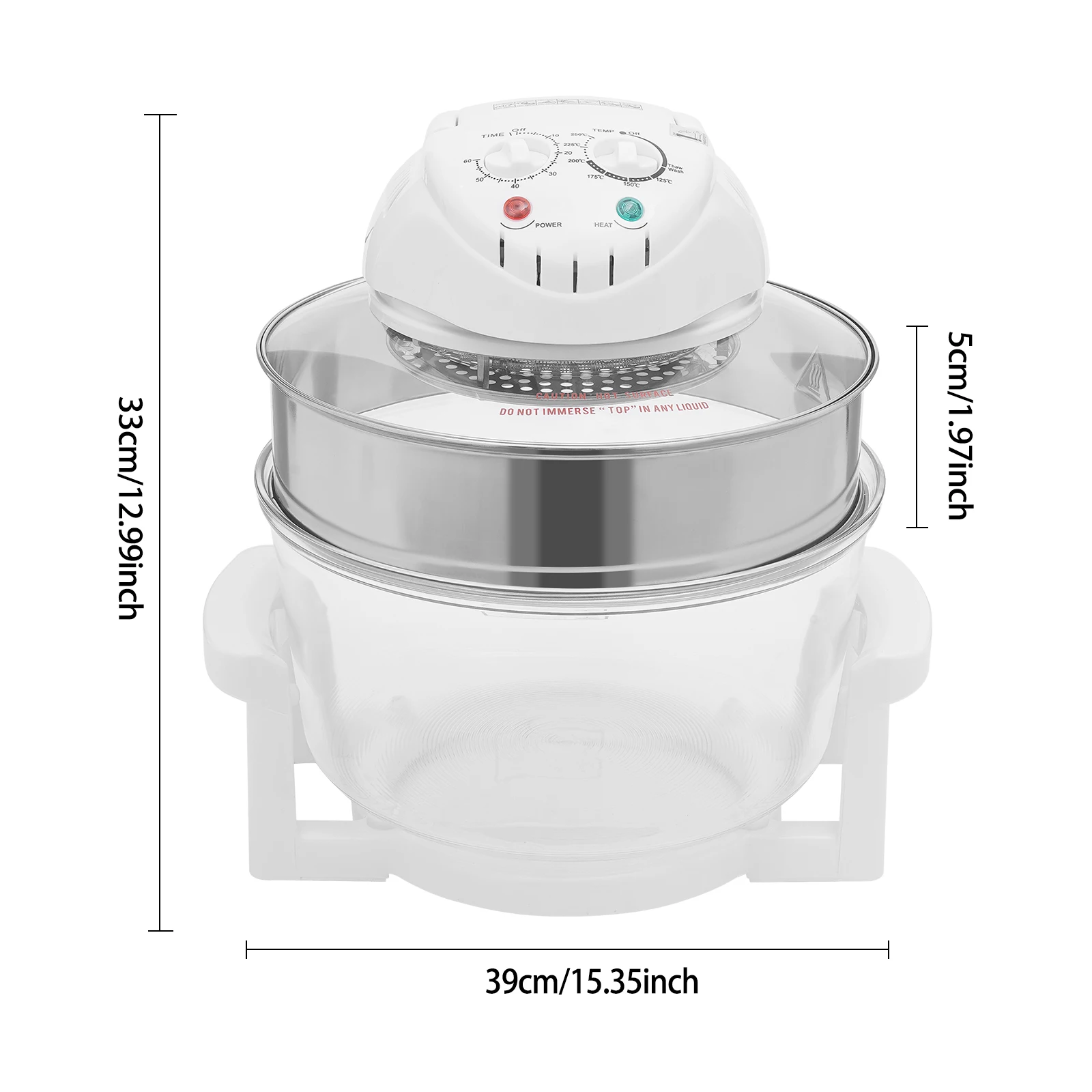 

17.96Qt/17L Air Fryer, 360° Glass Air Fryer non Toxic Glass Airfryer with 2 Grills, 60-Min Timer, 0℃-250℃ Halogen & Hot‑Air 110V