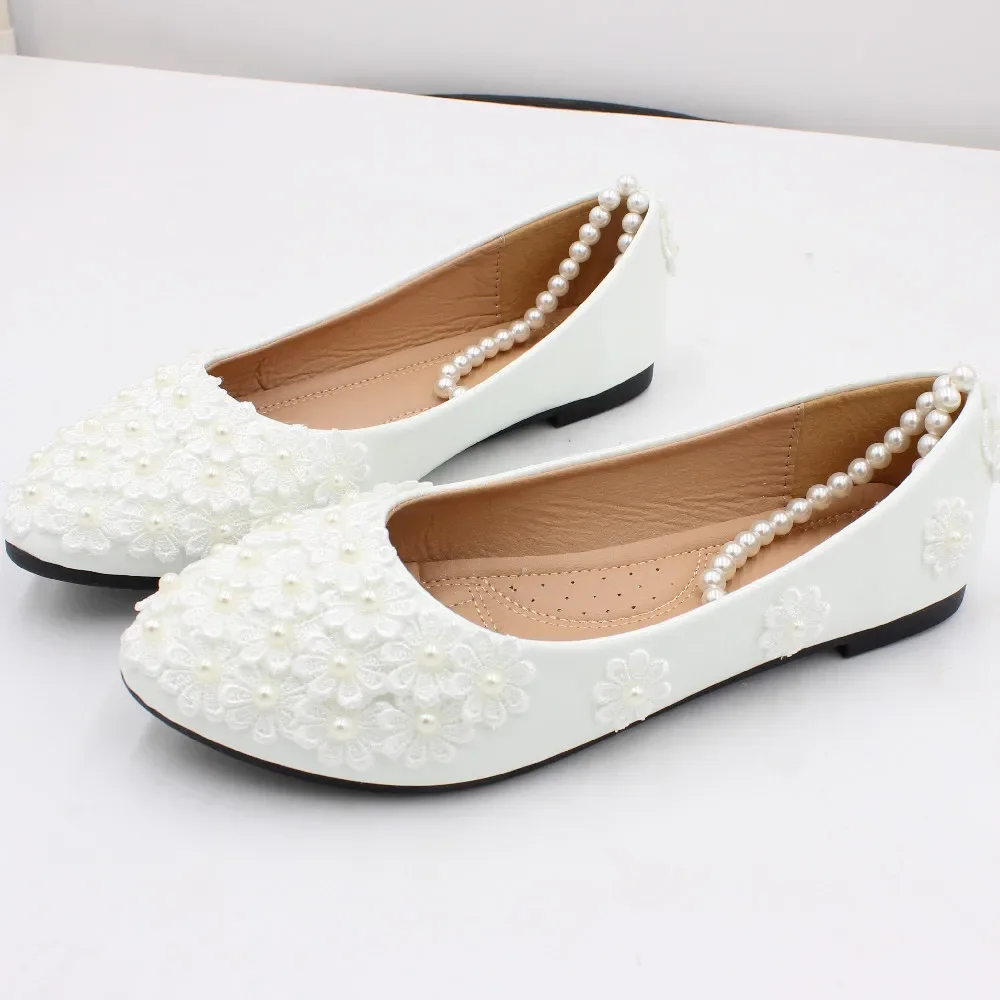 Spring and Autumn Fashion New Sexy Pumps Wedding PU 3 5 8CM Thin Heels Fashion String Bead Flower Shallow Women Shoes White