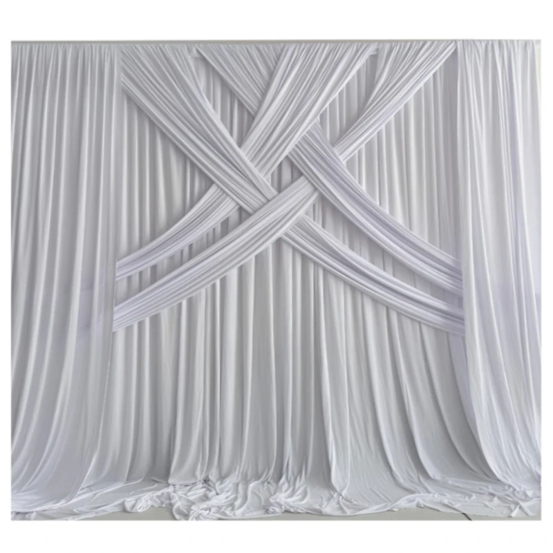 Factory Direct 2026 Milk Silk Fabric Wedding Backdrop Curtain Event Party Stage Panels for Decorative Background
