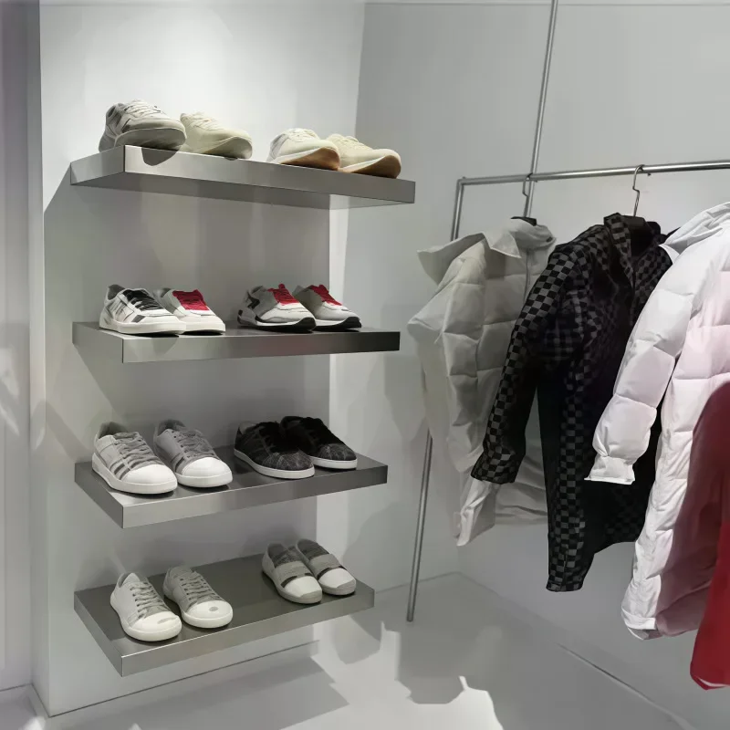 خزانة عرض رف الأحذية رف عرض من الفولاذ المقاوم للصدأ بسيط