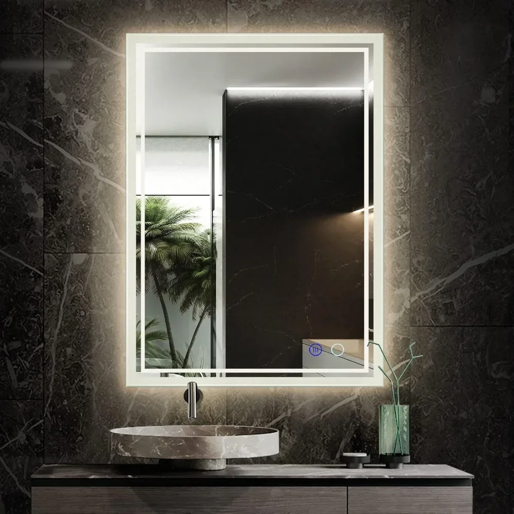 

Horizontal and Vertical Mirror With Backlight in the Bathroom Mirrors CRI90+ Touch Button Dimmable Mirror With Led Light Makeup.