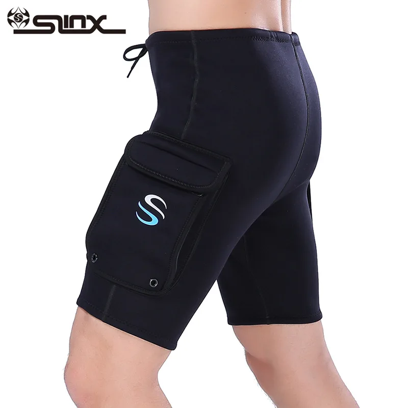 SLINX 3mm Neoprene Wetsuit Tech Shorts Snorkeling Scuba Diving Equipment Surfing Trunks Submersible Pocket Pants Black