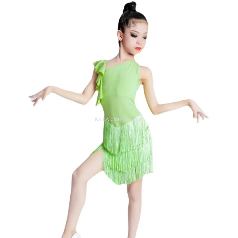 Rumba Salsa Tango Latin Dance Dress Girls Kids Cha Cha Samba Dance Clothes Child Standard Competition Ballroom Dance Dresses