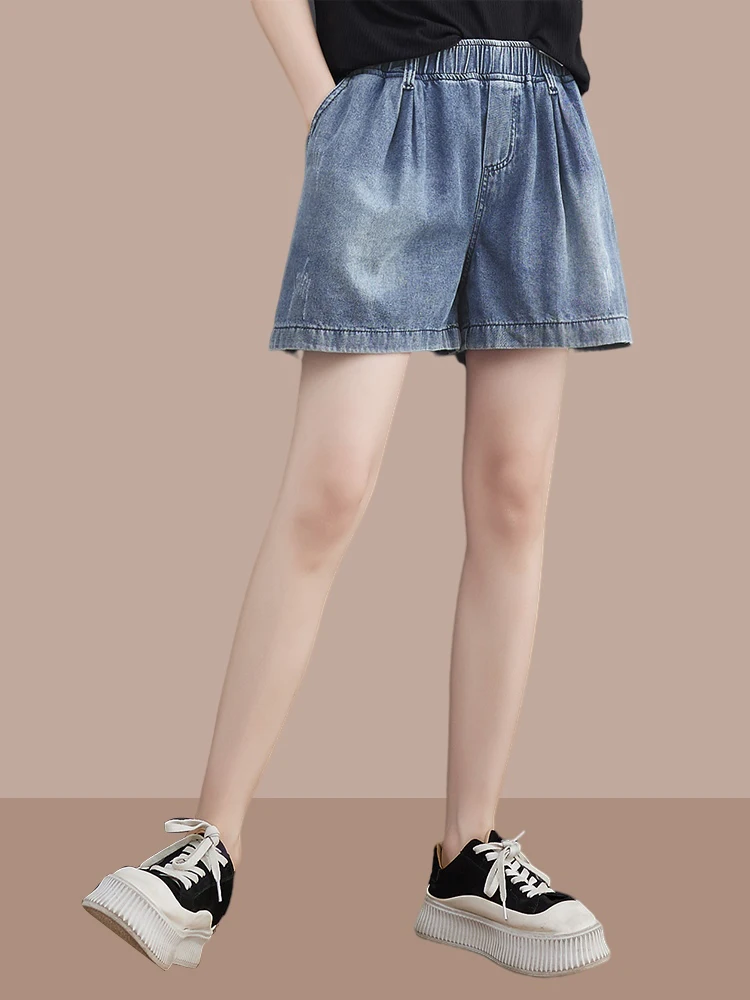 Loose Women's Jeans Five-Point Short Straight Leg Retro Slimming Casual Sports Wide Leg Pants Korean Style Commute Wind