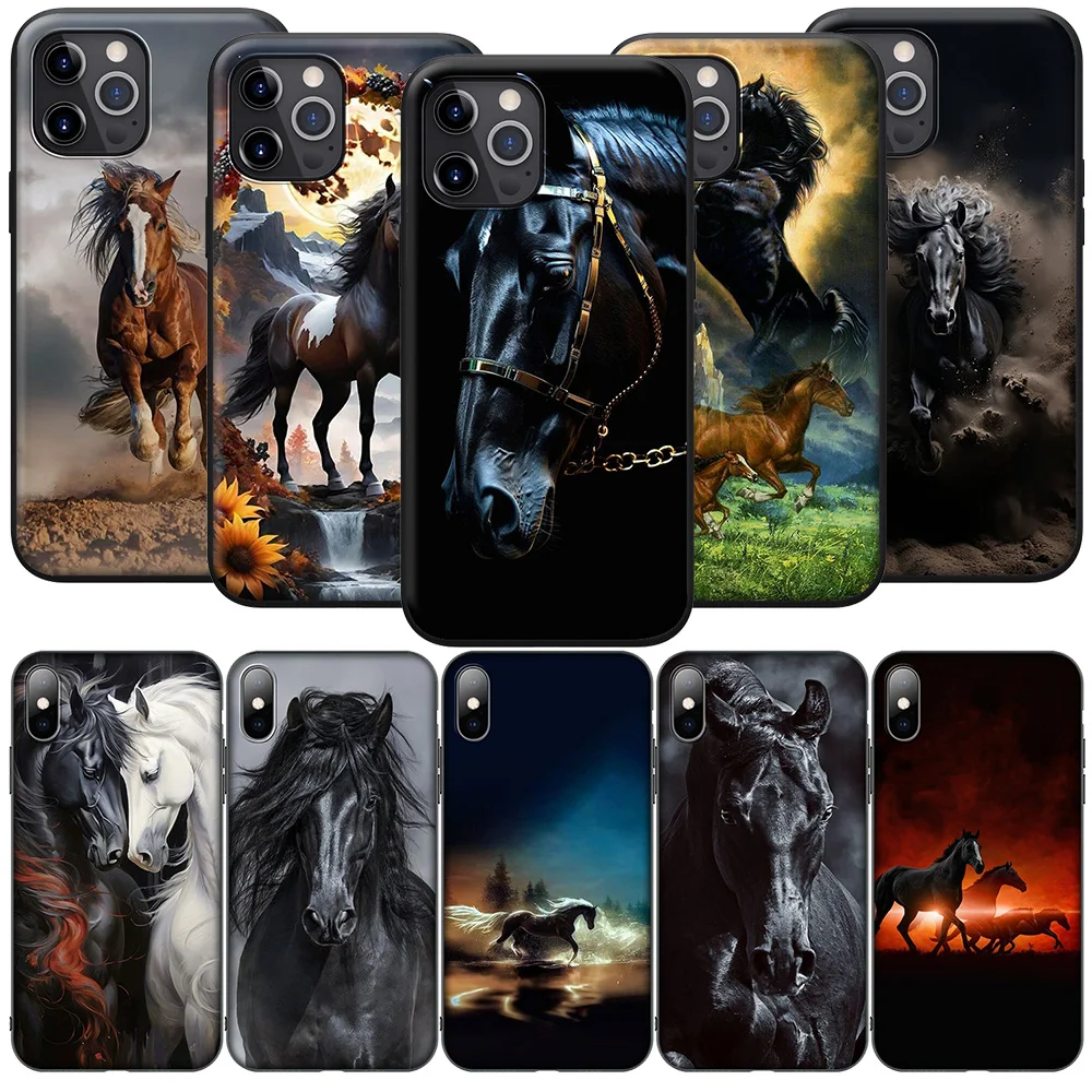 SO142 Running Horse Animal Cover Phone Case for iPhone 12 11 X XS XR Pro Max 6 6s Plus SE