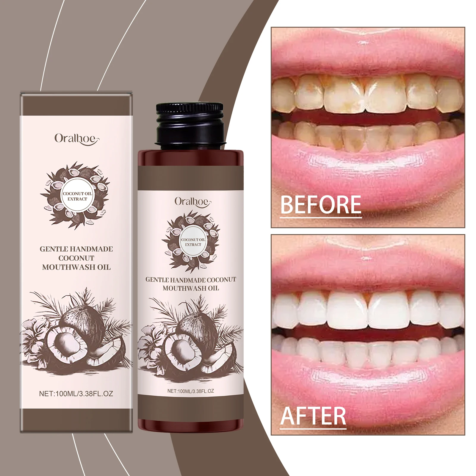 Coconut Mouthwash Oil Natural Coconut Extract Gentle Oral Care Long Lasting Fresh Breath Daily Oral Hygiene