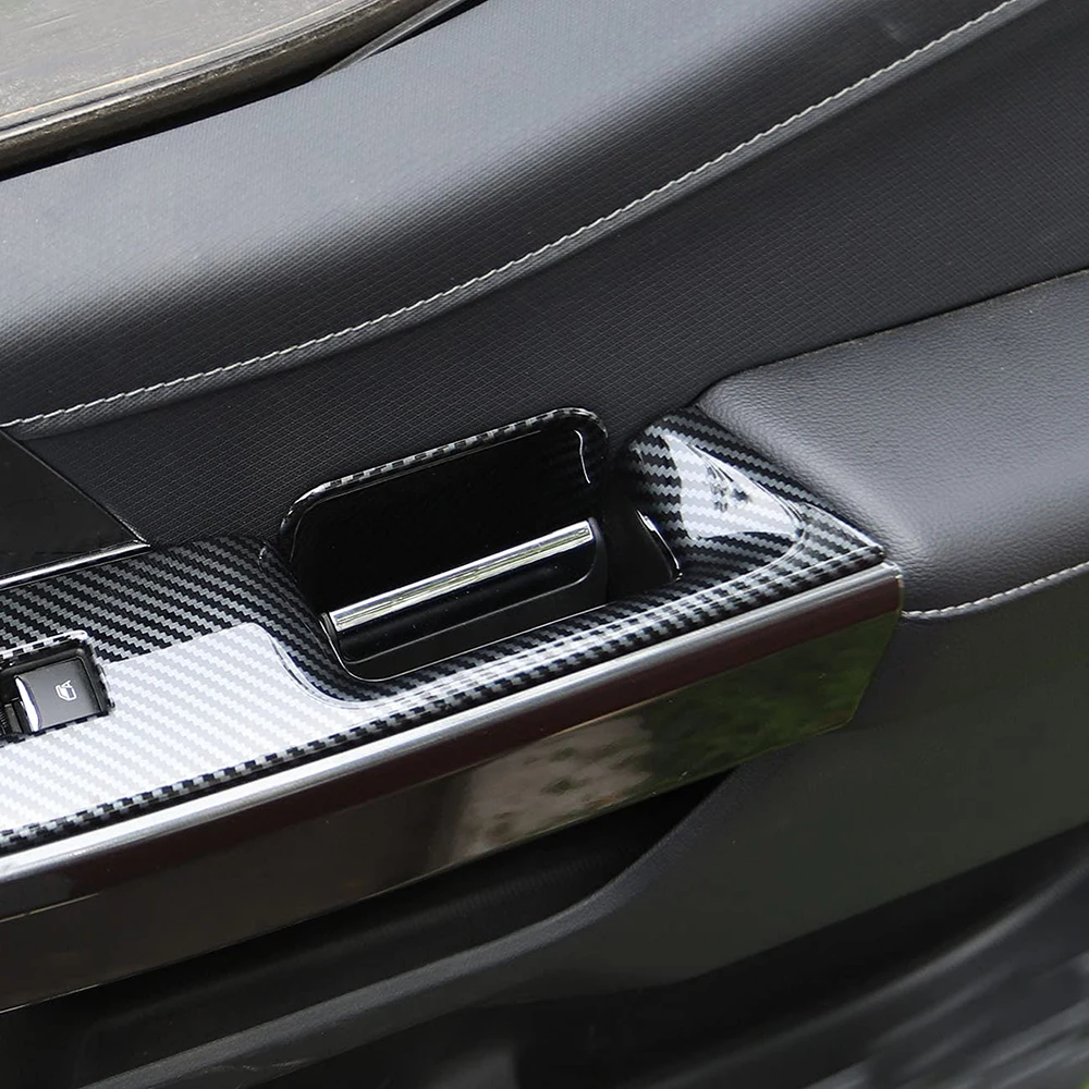 4 قطعة ألياف الكربون نظرة الباب الأمامي نافذة التبديل غطاء لوحة الكسوة الملحقات الداخلية لفورد F-150 XL/XLT/Tremor 2021-2022