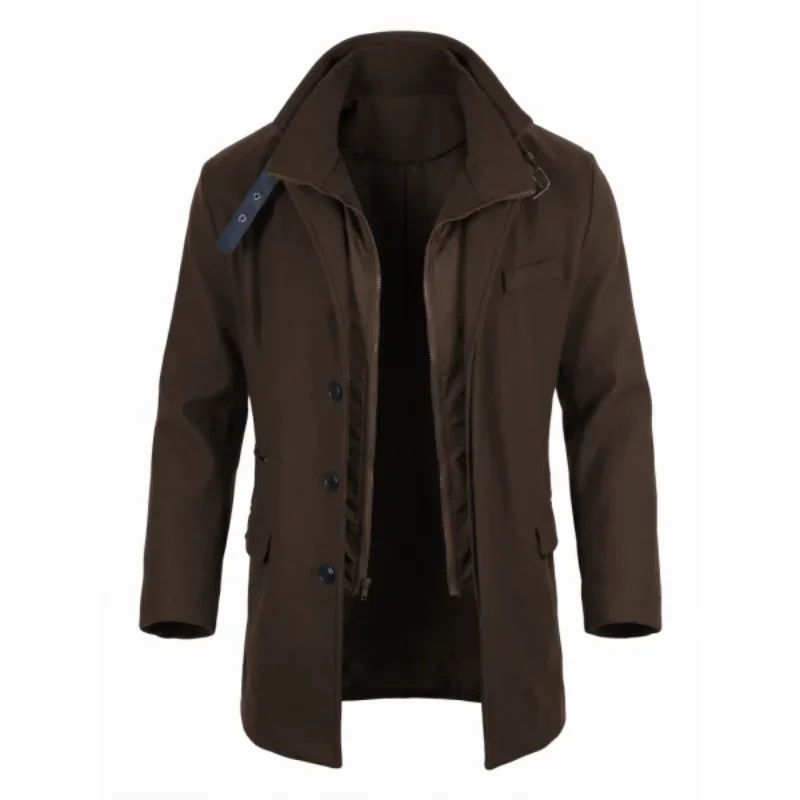 New Winter Men's Double-Layered Parka Long Warm Belted Jacket | Casual Streetwear Trench Coat | Windproof Zipper Coat for Men**