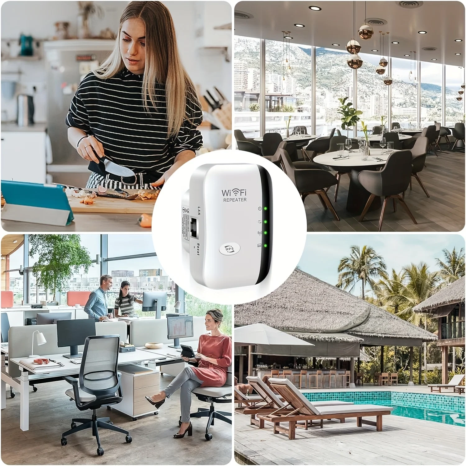 300Mbps Wireless WiFi Repeater, Extender Router, Wi-Fi Signal Amplifier Long Range Network Card Adapter USB Repeater, Multi-User
