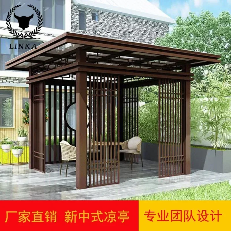 Aluminum alloy new Chinese style pavilion outdoor leisure  villa courtyard garden outdoor shading