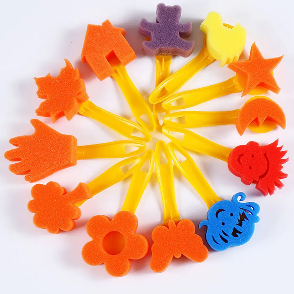 

12pcs Painting Sponge Brush For Art Supplies Diy Graffiti Tools Set Smooth Handle Creative Activity
