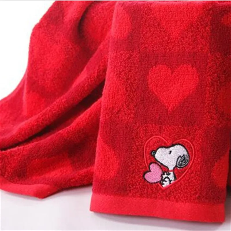74x34 سنتيمتر سنوبي منشفة قطن الصين منشفة حمراء الكبار الأطفال اليد المطرزة الفاخرة اليد الوجه الحمام منشفة لينة مريحة