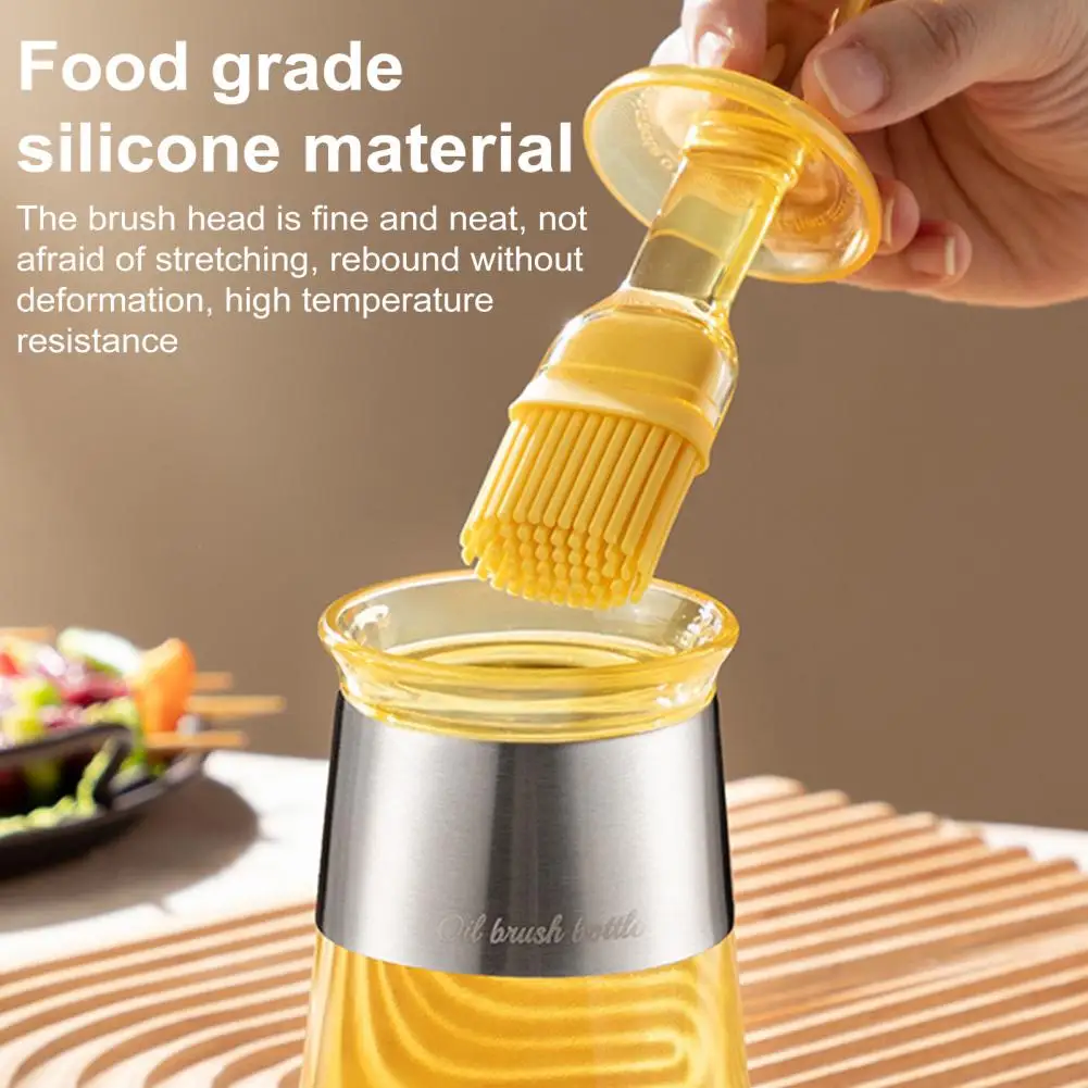 Health Safety Kitchen Accessory Glass Oil Dispenser Bottle with Silicone Brush for Kitchen Cooking Bbq Stay Healthy for Vinegar