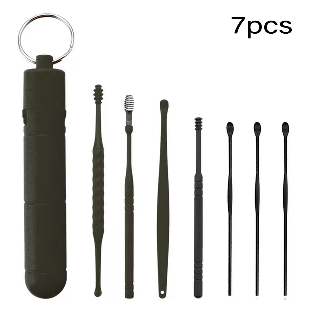 

7Pcs Ear Cleaner Ear Wax Remover Cleaning Kit Pick Earwax Curette Spoon Care Removal Tool for Baby Adults Ear Care Set
