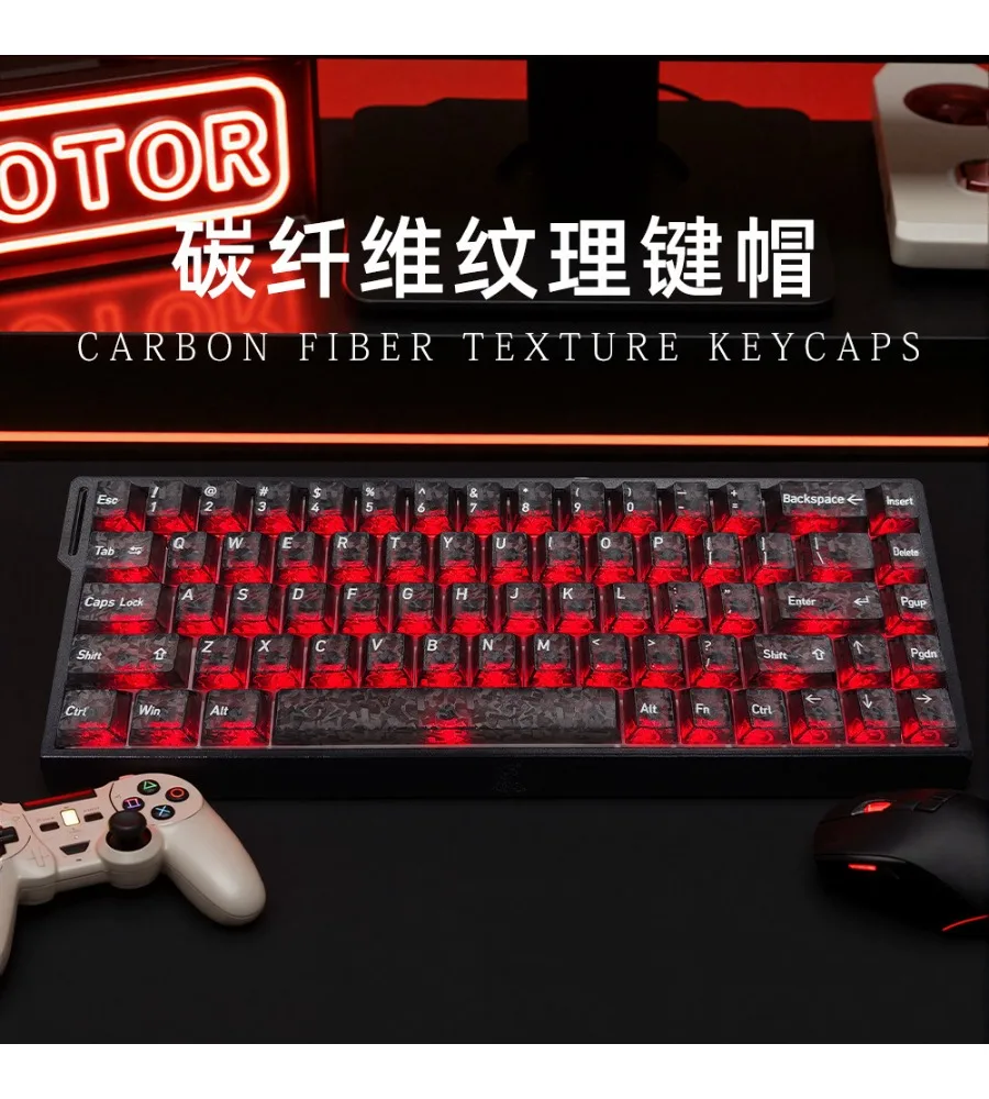 [Forged carbon fiber pattern keycap] English/Japanese/Russian/Korean PC keyboard keys