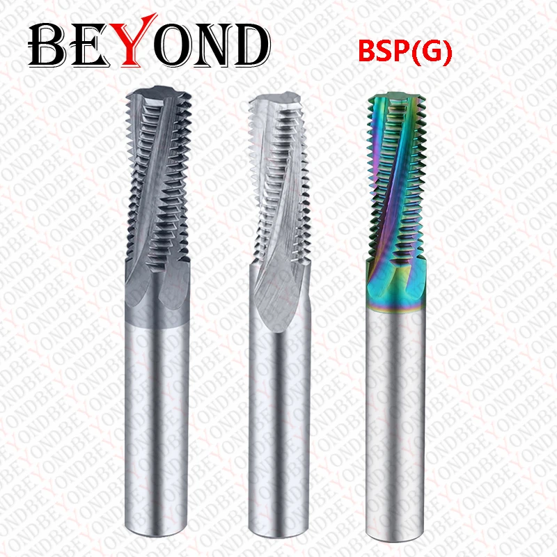 

BEYOND Full Tooth BSP(G) Thread Milling Cutter Carbide CNC Tool Tungsten End Mills 1/16"x28 1/8"x28 1/4"x19 3/8"x19 1/2",3/4"x14
