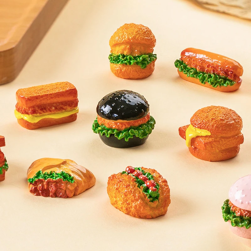 1PC Miniature Resin Food Play Mini Burger Kitchen Scene Simulation Creative Doll Accessories Ornament Dollhouse Hamburger