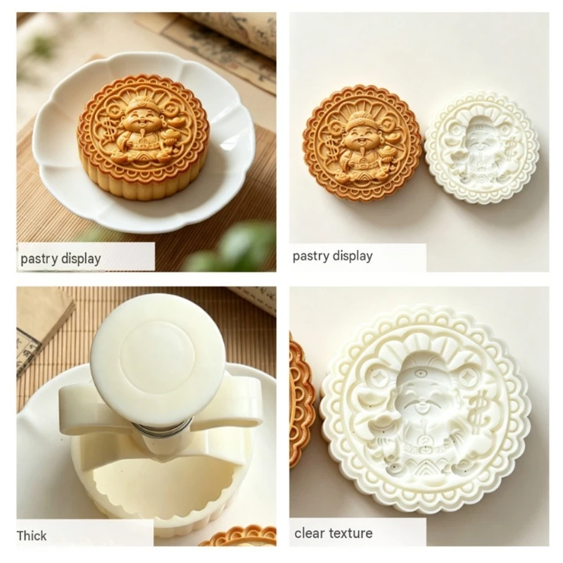 Large 300G Mooncakes Molds with Fortune Pattern, Hand Press ABS Pastry Embossing Tool for Home Baking, Festival best sale