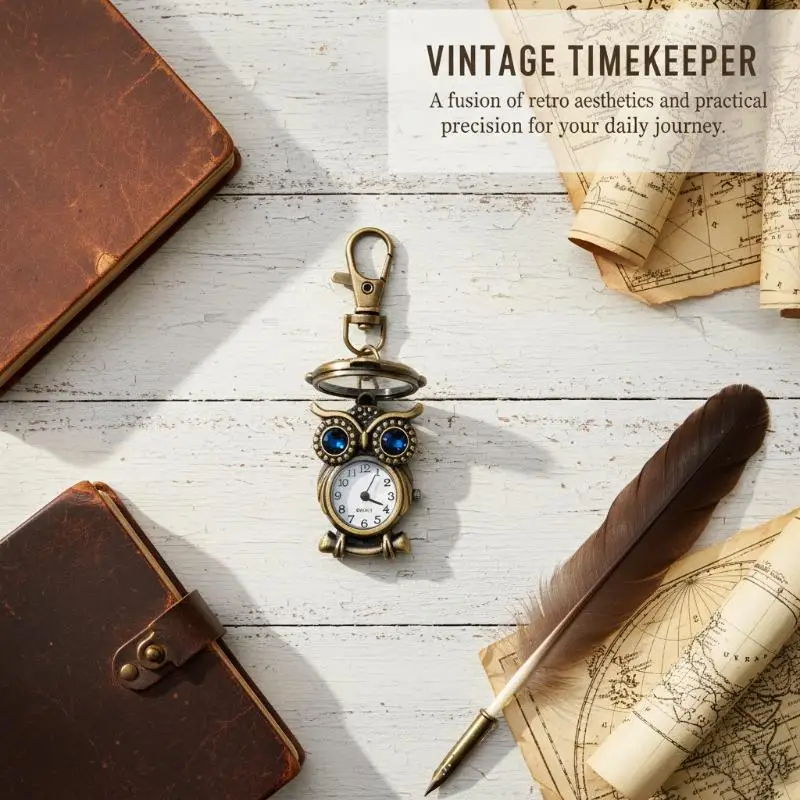 

⭐ Tiny Cute Owl Shaped Pendant Pocket Watch For Kid Men Women Retro Quartz Pocket Clock Gifts Arabic Numerals Dial