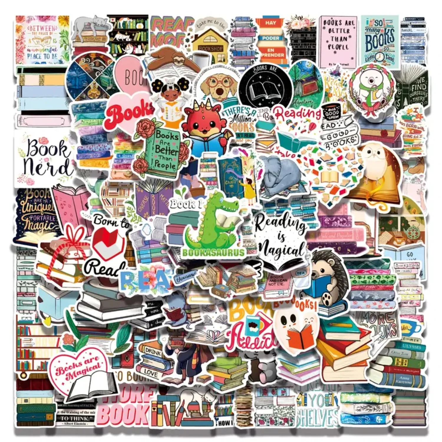100 Pcs Book Stickers,Reading Stickers,Bookish,Book Stickers For Water Bottles,Bookish Items Stickers,Library Stickers,Book Acce