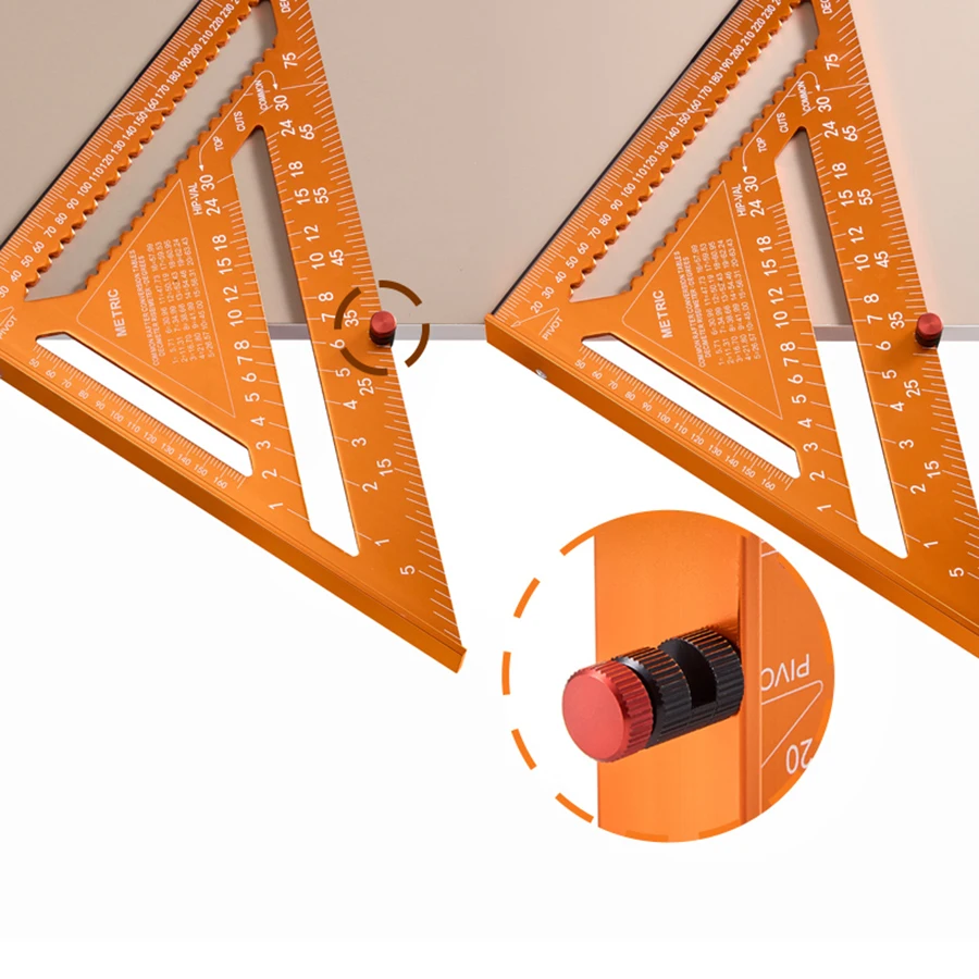 IMBOT Liga de Alumínio Escala Dupla Triângulo Régua Ângulo Régua Carpinteiro Triângulo Quadrado Rafter Ferramenta Ferramenta de Mensagem para Carpintaria