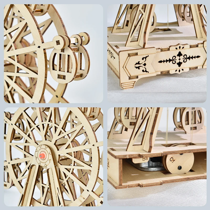 Wooden Ferris Wheel Music Box 3D Puzzle Mechanical Rotating Toy Eco-Friendly Educational Toy for Children and Adults
