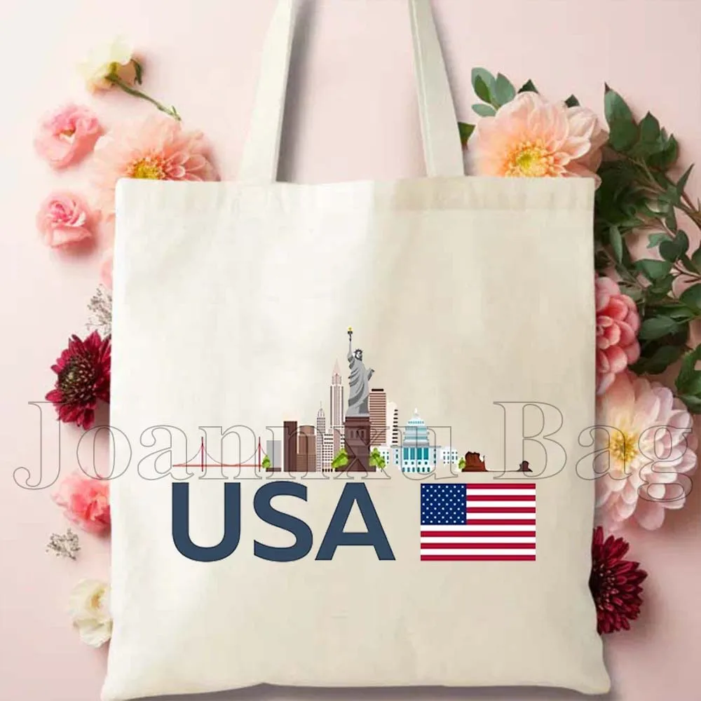 Egypt London Paris Italy Rome India Sydney Cotton Tote Bag Moscow UAE Dubai New York Skyline Cute Gifts Shopper Shoulder Handbag